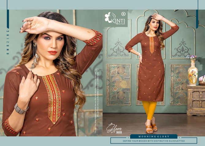 Kinti Glam Girl 8 Embroidery Straight Cut Wholesale Kurtis